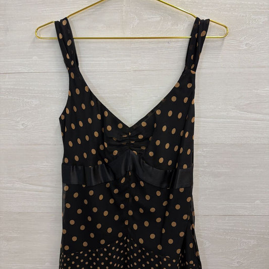 BCBG Black/ Beige Polka Dot Midi Dress 6