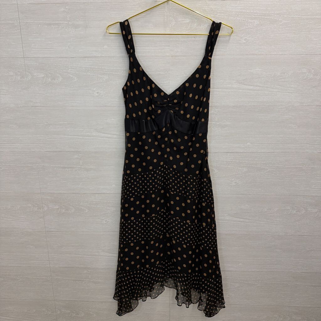BCBG Black/ Beige Polka Dot Midi Dress 6