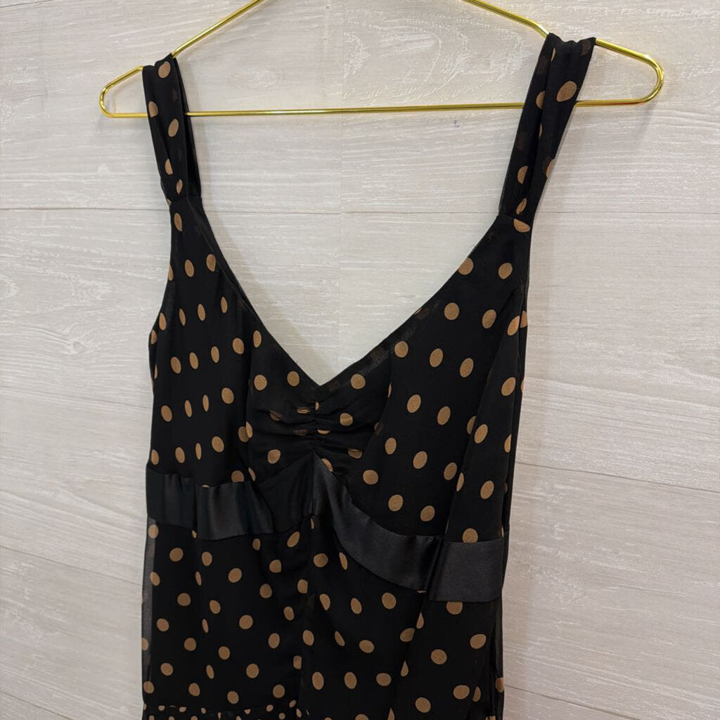 BCBG Black/ Beige Polka Dot Midi Dress 6