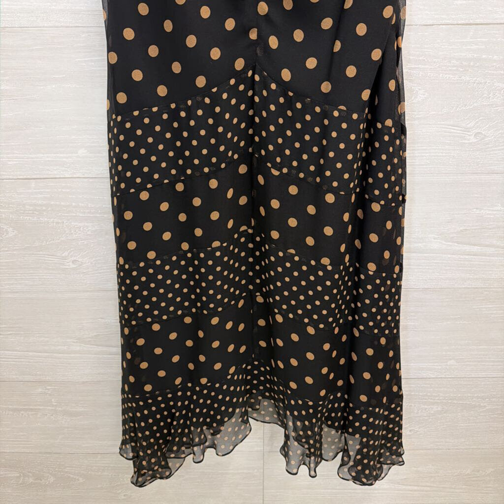 BCBG Black/ Beige Polka Dot Midi Dress 6