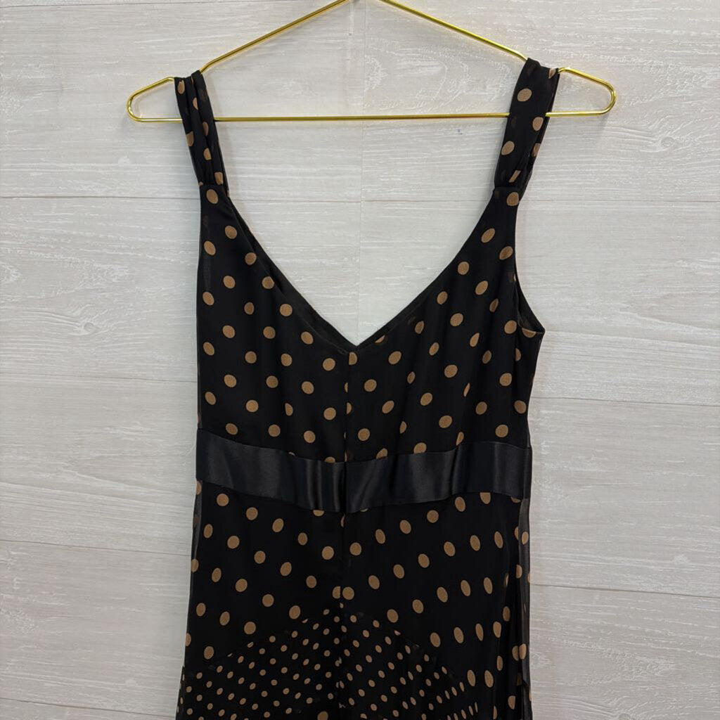 BCBG Black/ Beige Polka Dot Midi Dress 6