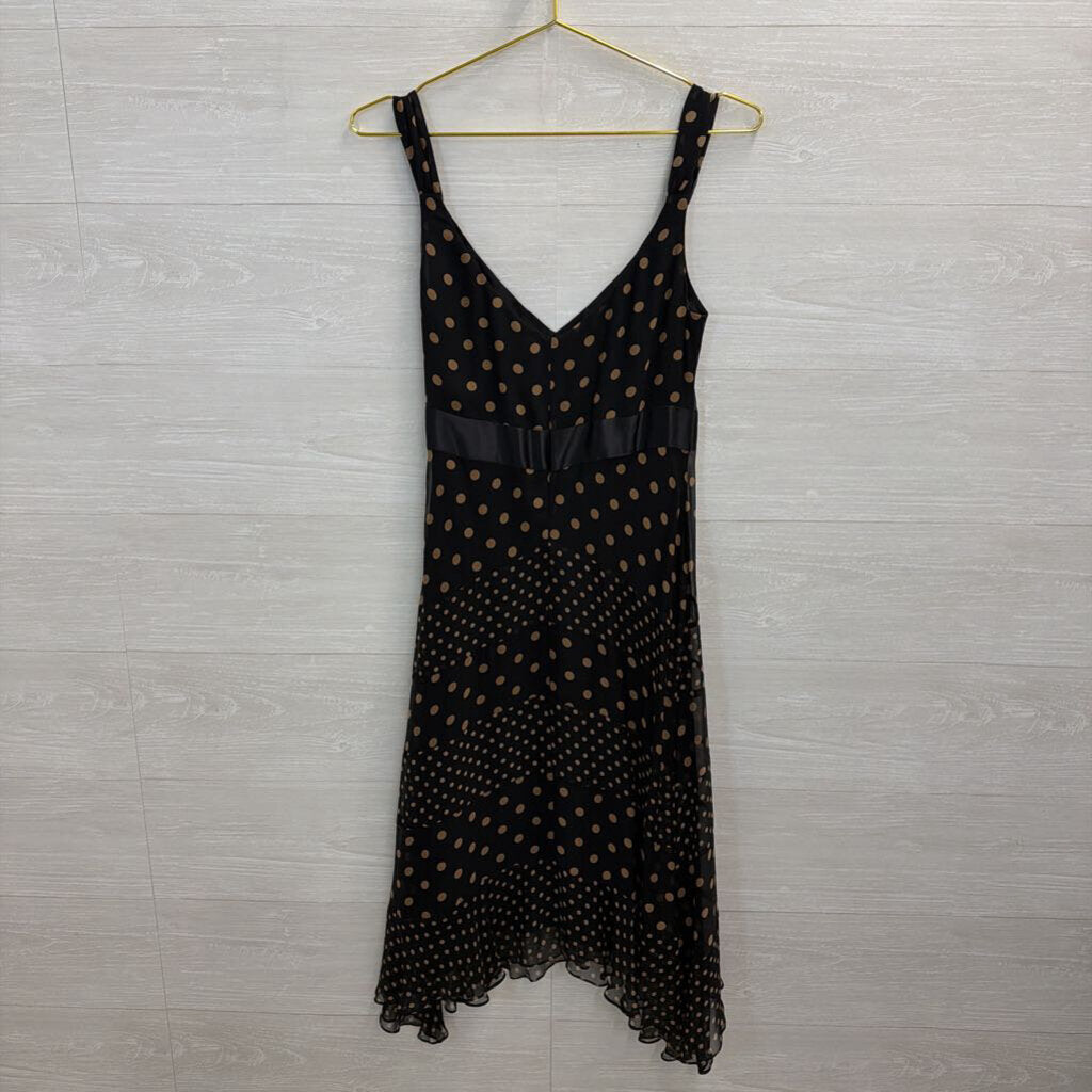 BCBG Black/ Beige Polka Dot Midi Dress 6