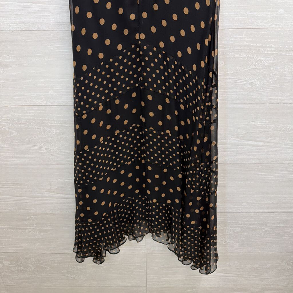 BCBG Black/ Beige Polka Dot Midi Dress 6