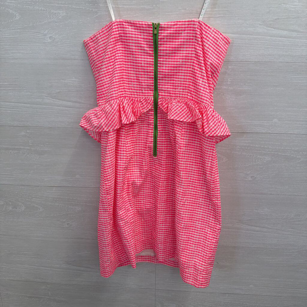 Lilly Pulitzer Pink/ White Gingham Ruffle Waist Strapless Dress 2