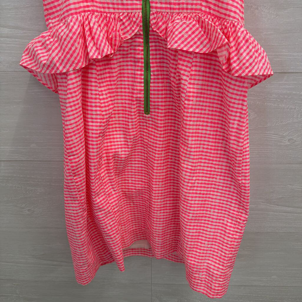 Lilly Pulitzer Pink/ White Gingham Ruffle Waist Strapless Dress 2