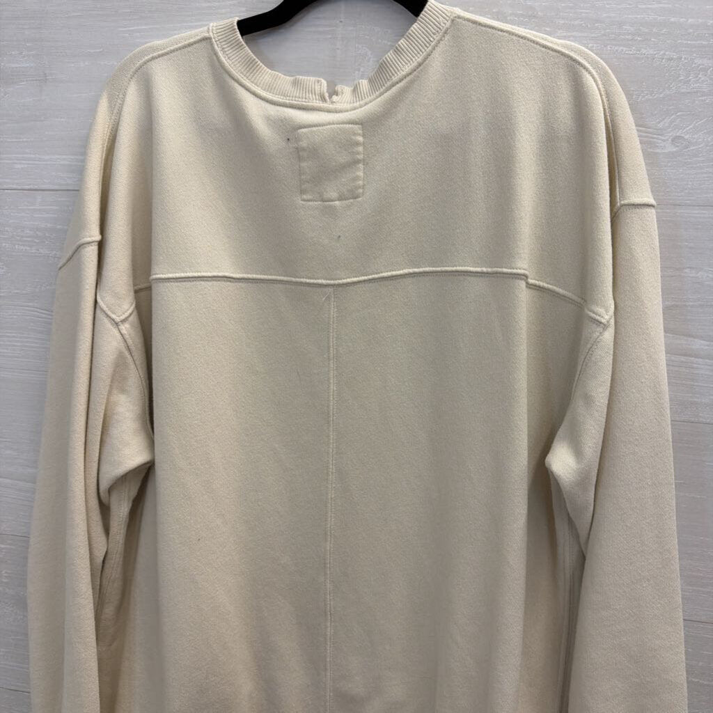 Aerie Beige/ Red Thank You Smiley Crewneck Sweatshirt Small