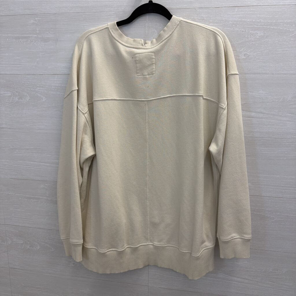 Aerie Beige/ Red Thank You Smiley Crewneck Sweatshirt Small