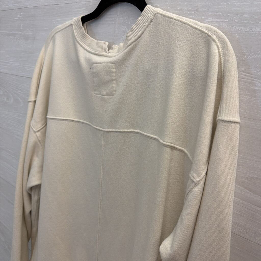 Aerie Beige/ Red Thank You Smiley Crewneck Sweatshirt Small