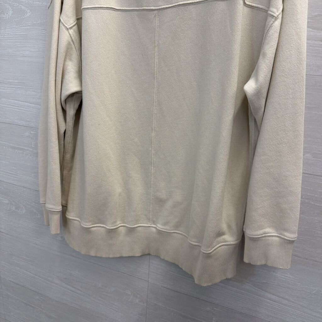 Aerie Beige/ Red Thank You Smiley Crewneck Sweatshirt Small