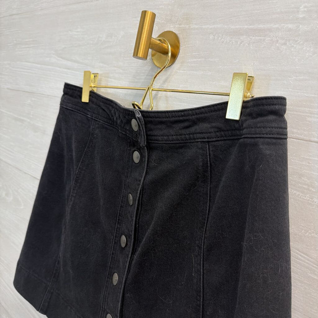 Madewell Black Denim Snap Front Skirt 12