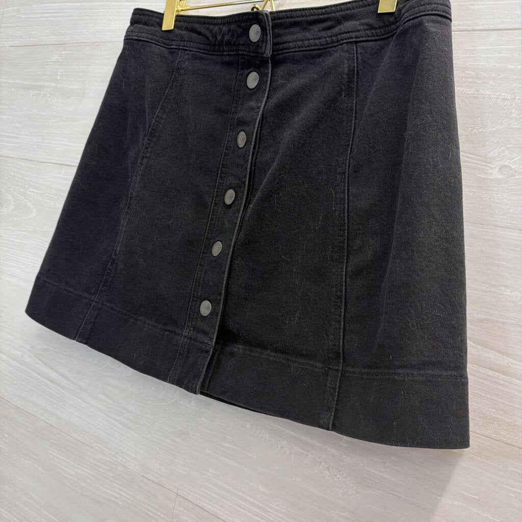 Madewell Black Denim Snap Front Skirt 12