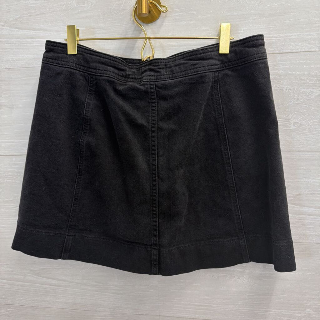 Madewell Black Denim Snap Front Skirt 12