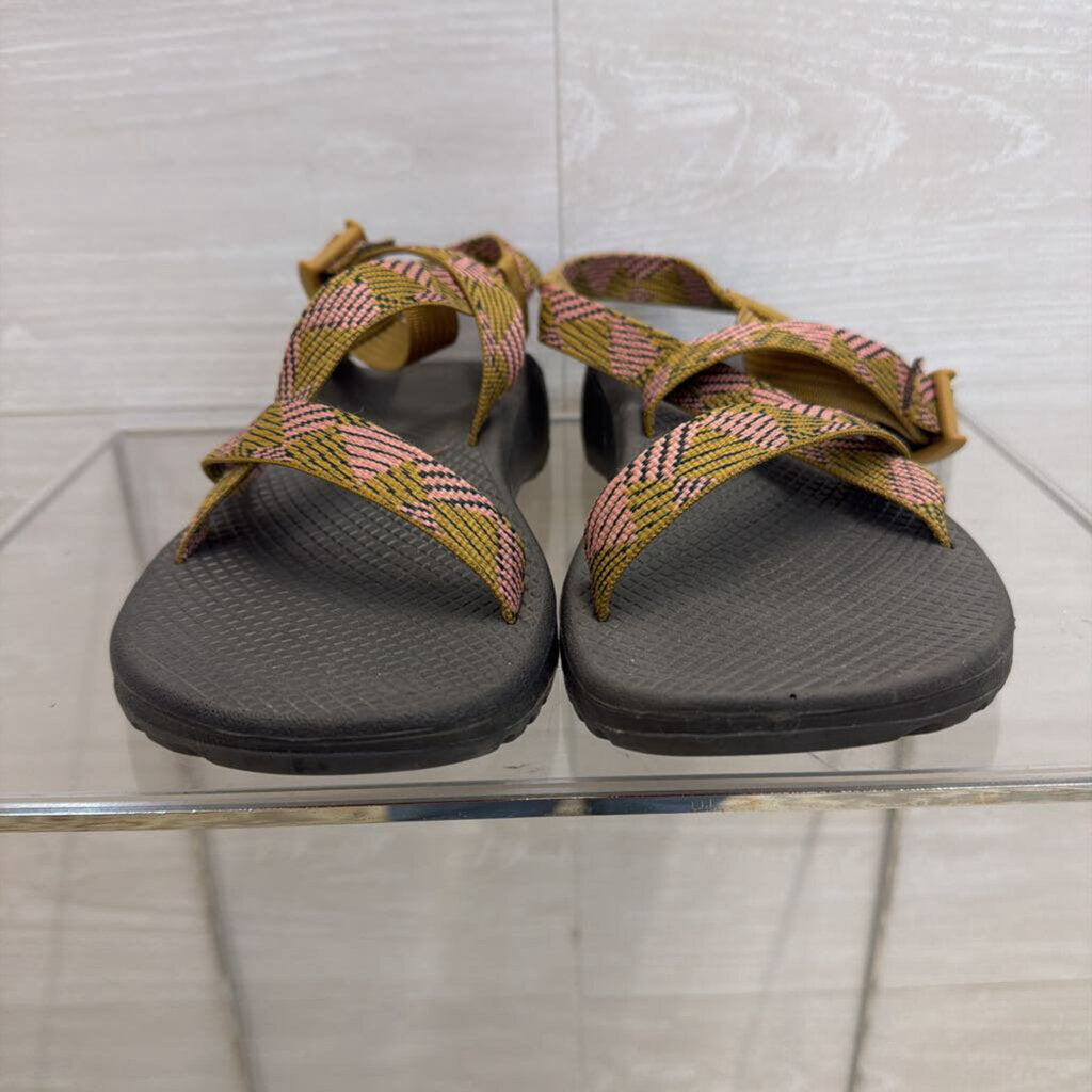 Chaco Grey/ Green/ Pink Print Strap Classic Sandals 9