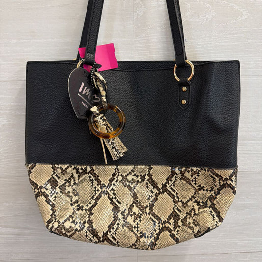 Imo Black/ Snakeskin Reversible Shoulder Purse