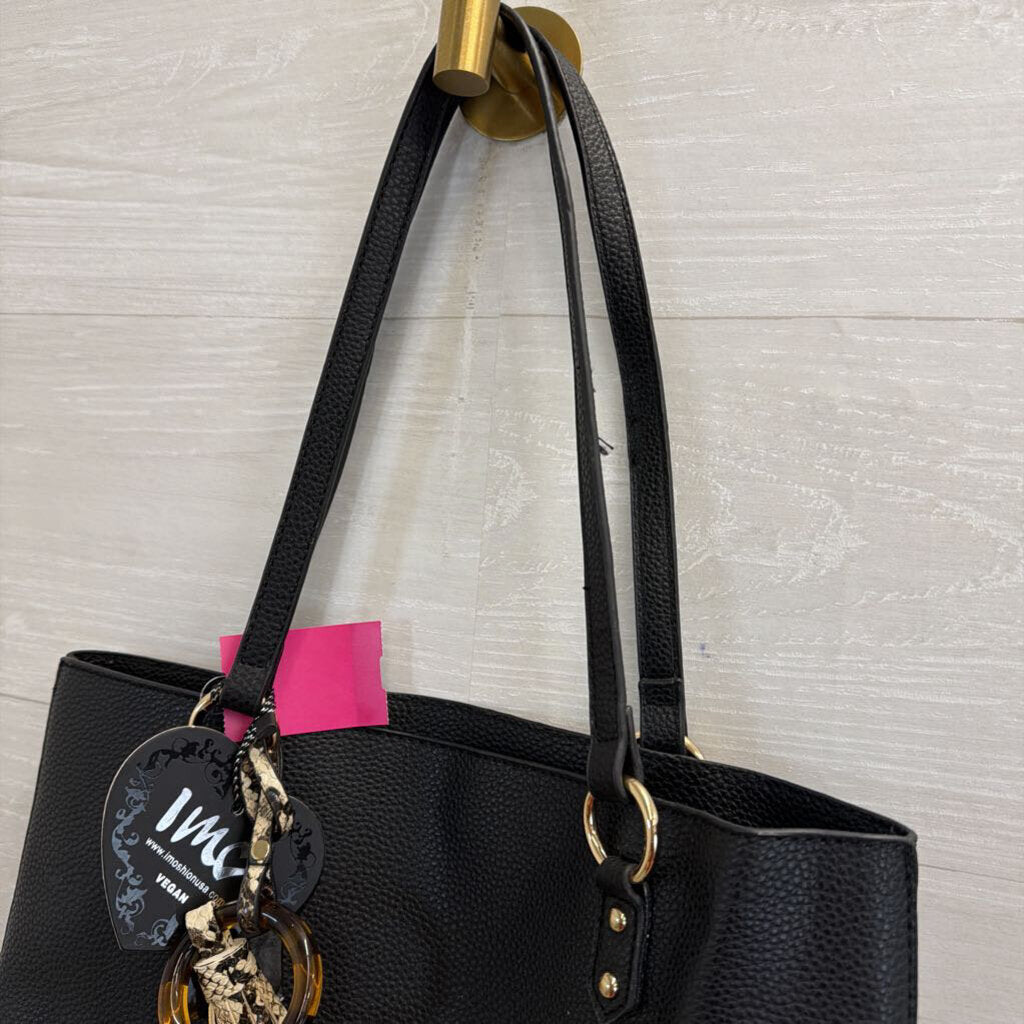 Imo Black/ Snakeskin Reversible Shoulder Purse