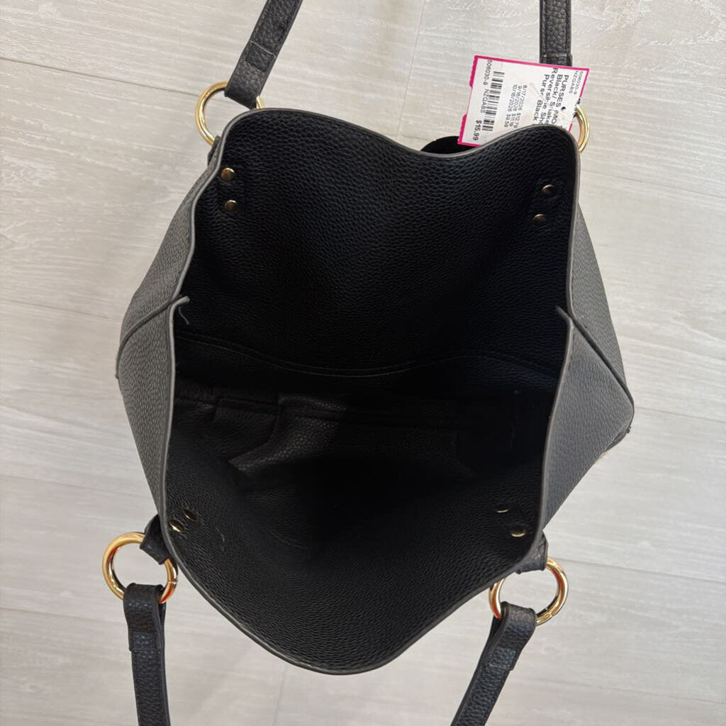 Imo Black/ Snakeskin Reversible Shoulder Purse
