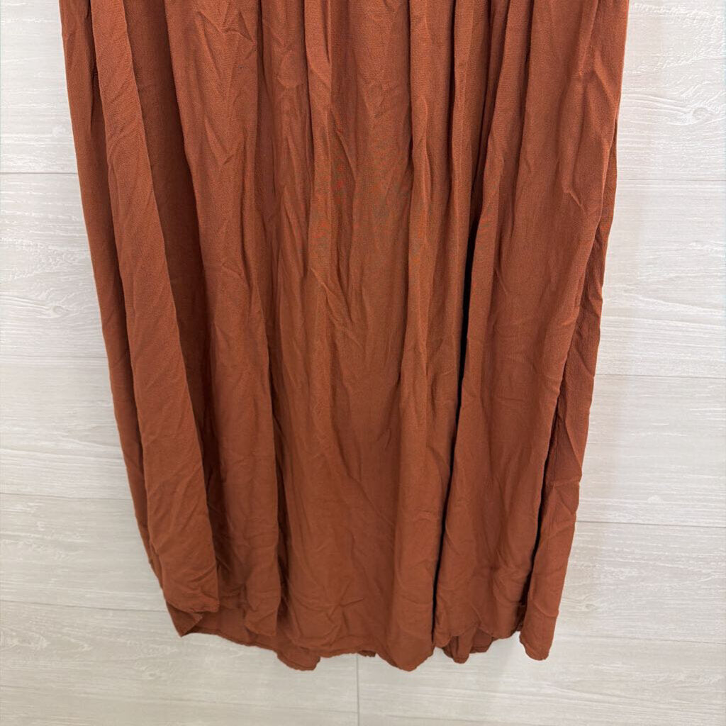 The Normal Brand Brown Short Sleeve Button Front Dress Large