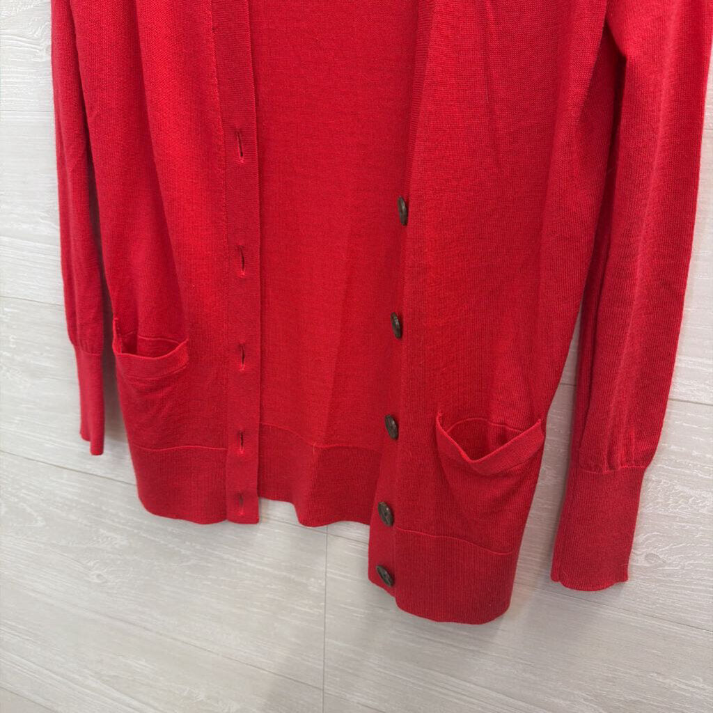 Loft Red Button Front Cardigan Sweater Extra Small
