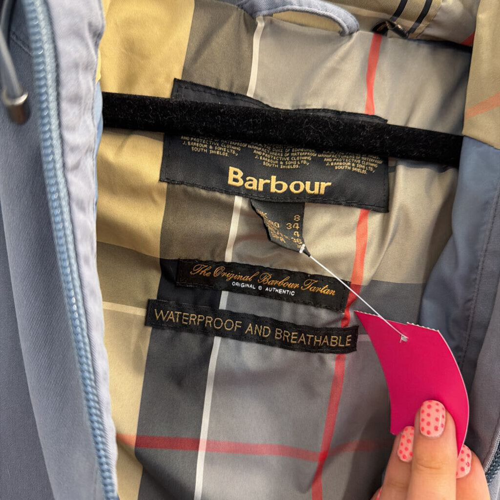 Barbour Blue Hooded Rain Jacket 4