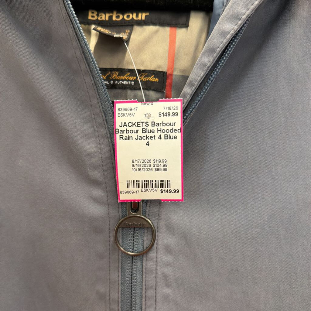 Barbour Blue Hooded Rain Jacket 4