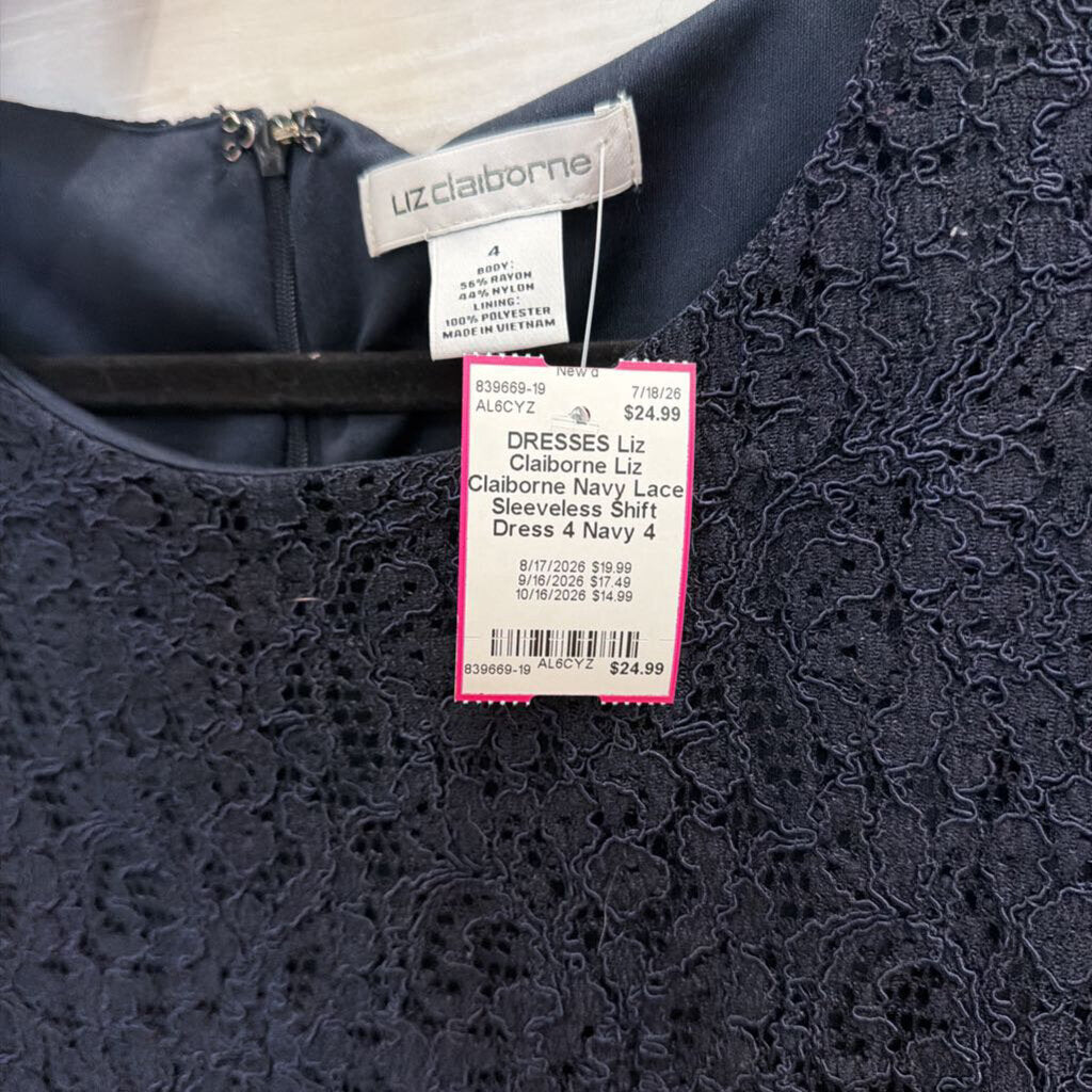 Liz Claiborne Navy Lace Sleeveless Shift Dress 4