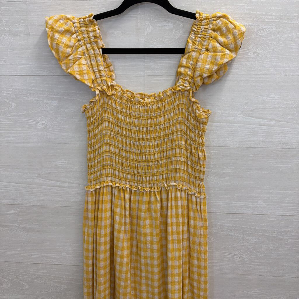 Max Studio Yellow/ White Gingham Maxi Dress Medium