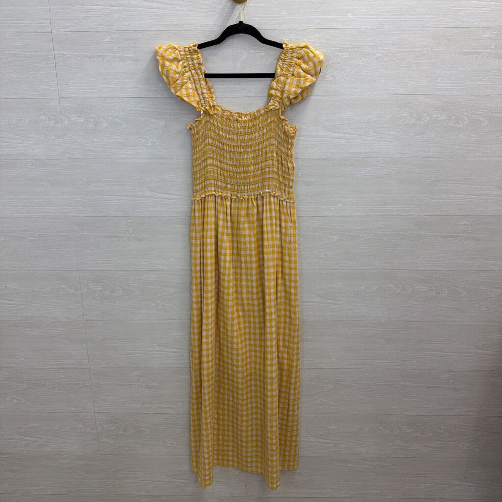 Max Studio Yellow/ White Gingham Maxi Dress Medium