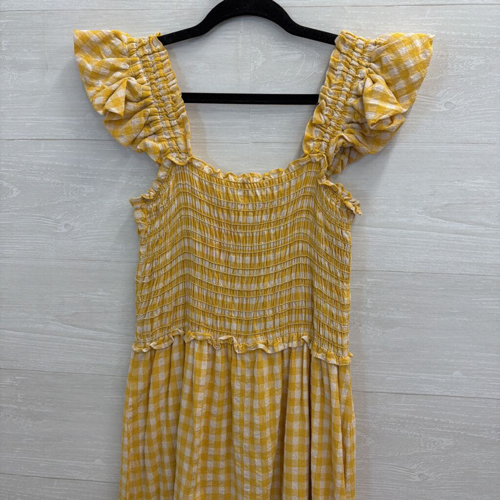 Max Studio Yellow/ White Gingham Maxi Dress Medium