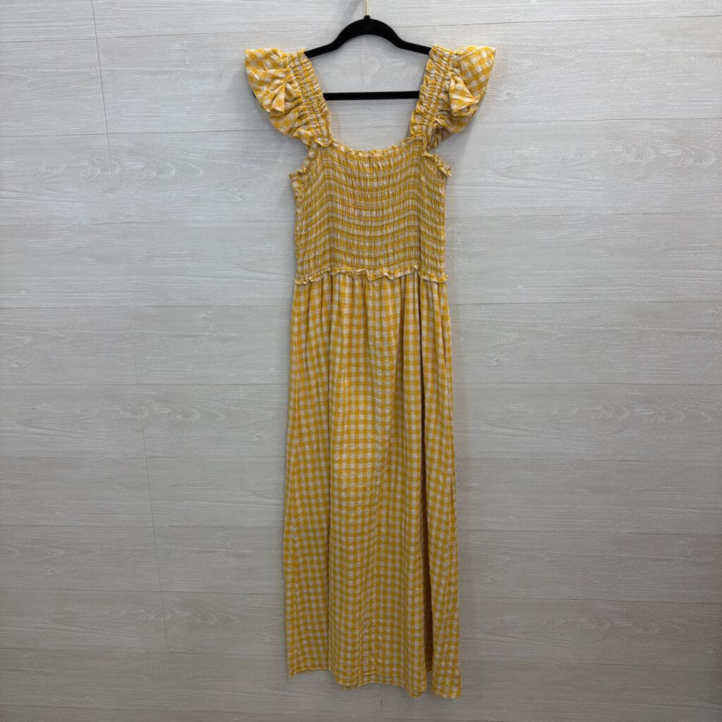 Max Studio Yellow/ White Gingham Maxi Dress Medium