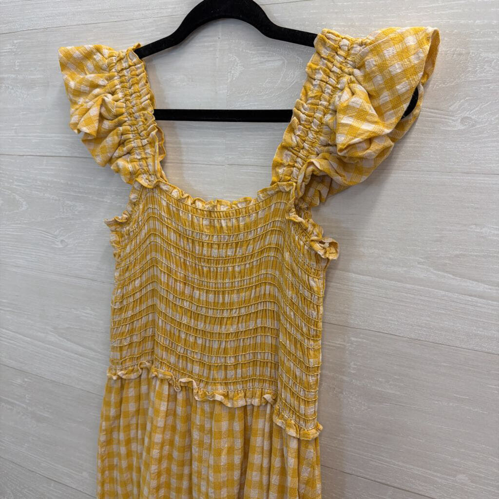 Max Studio Yellow/ White Gingham Maxi Dress Medium