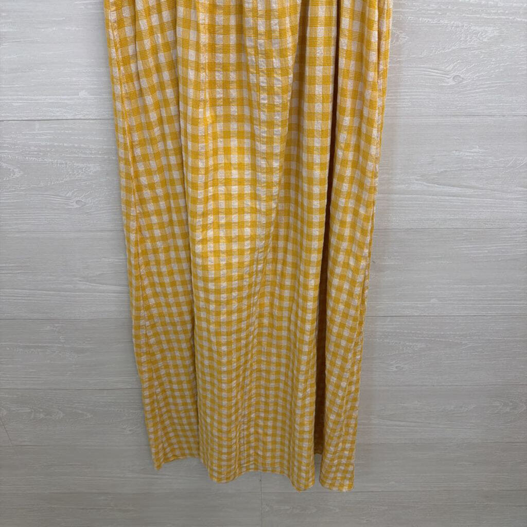 Max Studio Yellow/ White Gingham Maxi Dress Medium