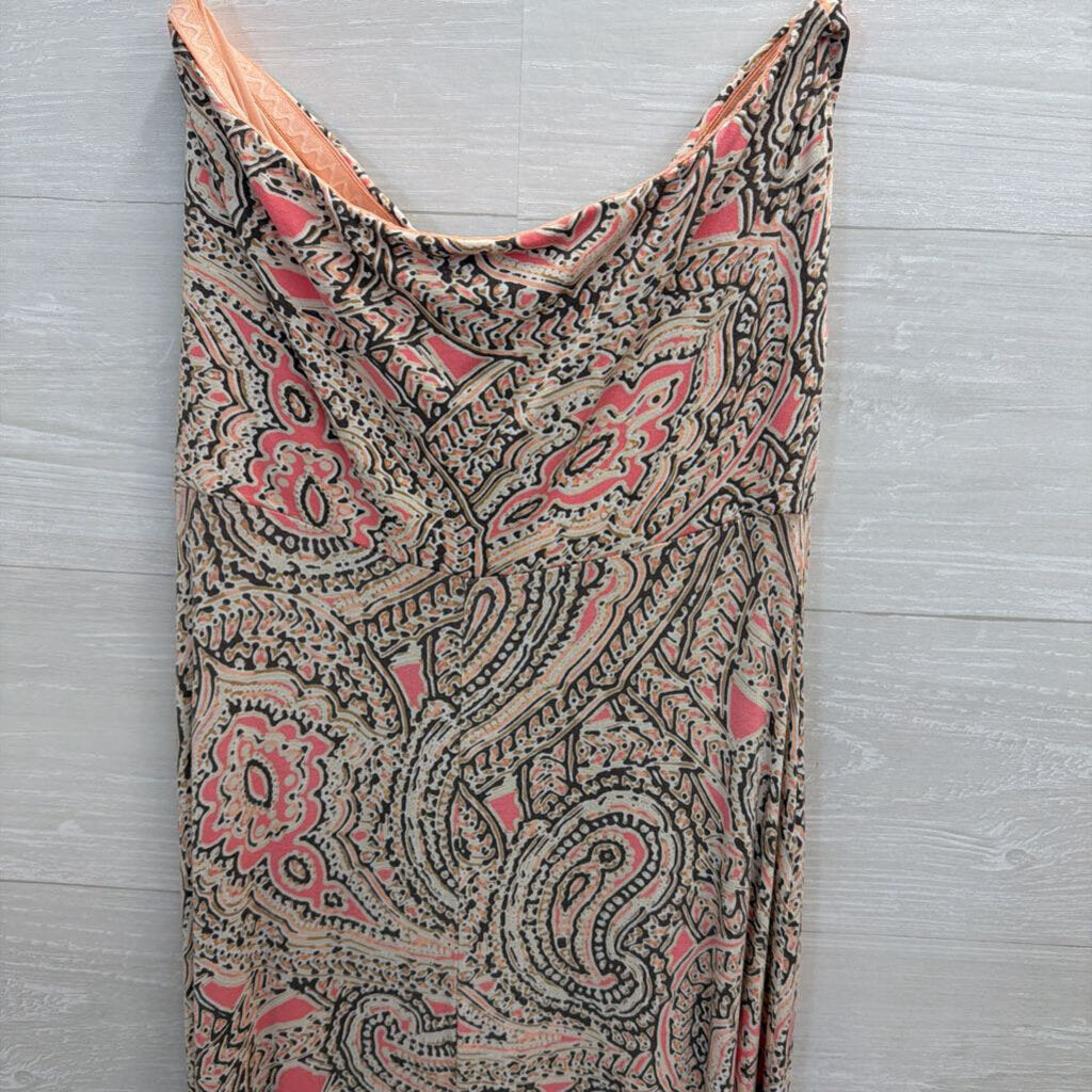 The Limited Pink Print Strapless Maxi Dress Medium