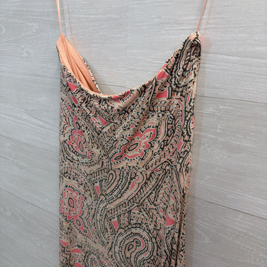 The Limited Pink Print Strapless Maxi Dress Medium