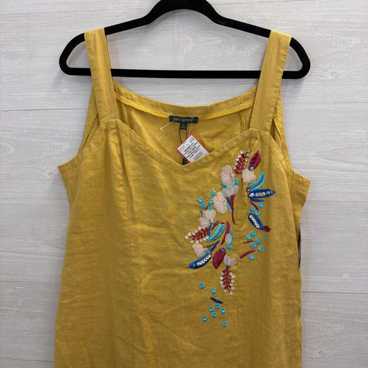 For Cynthia Linen Blend Embroidered Dress Large