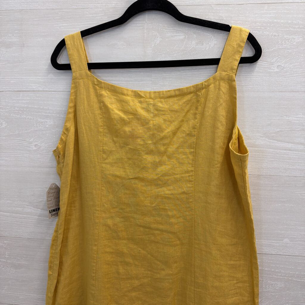 For Cynthia Linen Blend Embroidered Dress Large