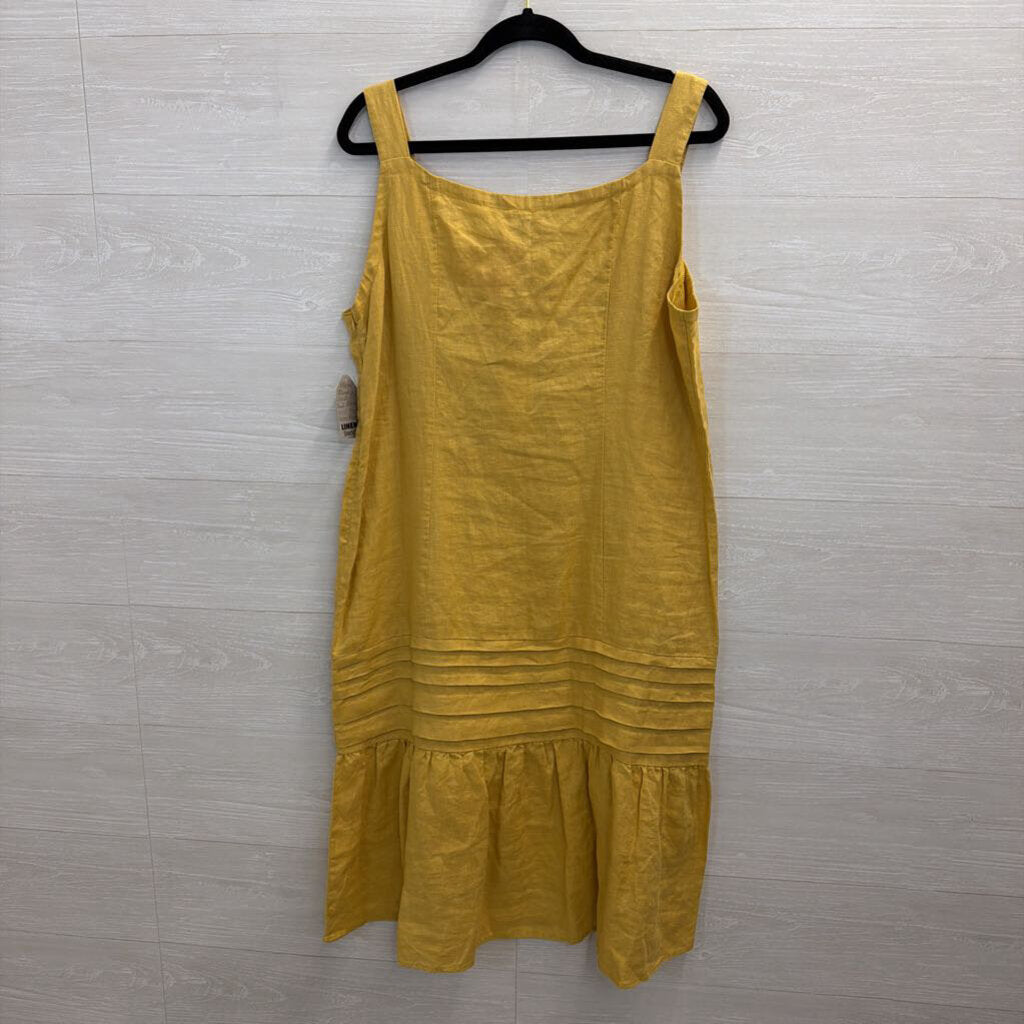 For Cynthia Linen Blend Embroidered Dress Large