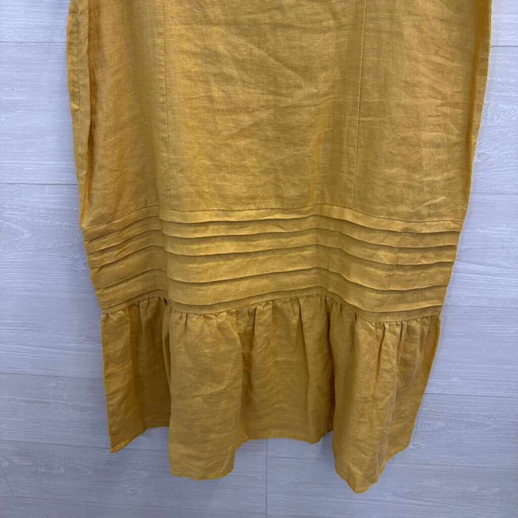 For Cynthia Linen Blend Embroidered Dress Large