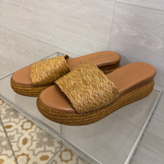 Simona Rossi Natural Woven Raffia Slide Sandals 40