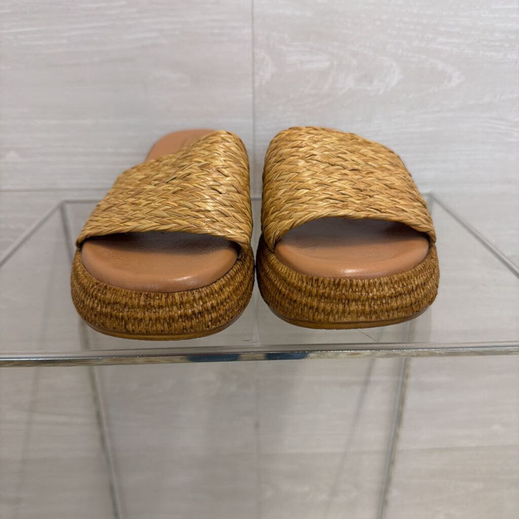 Simona Rossi Natural Woven Raffia Slide Sandals 40
