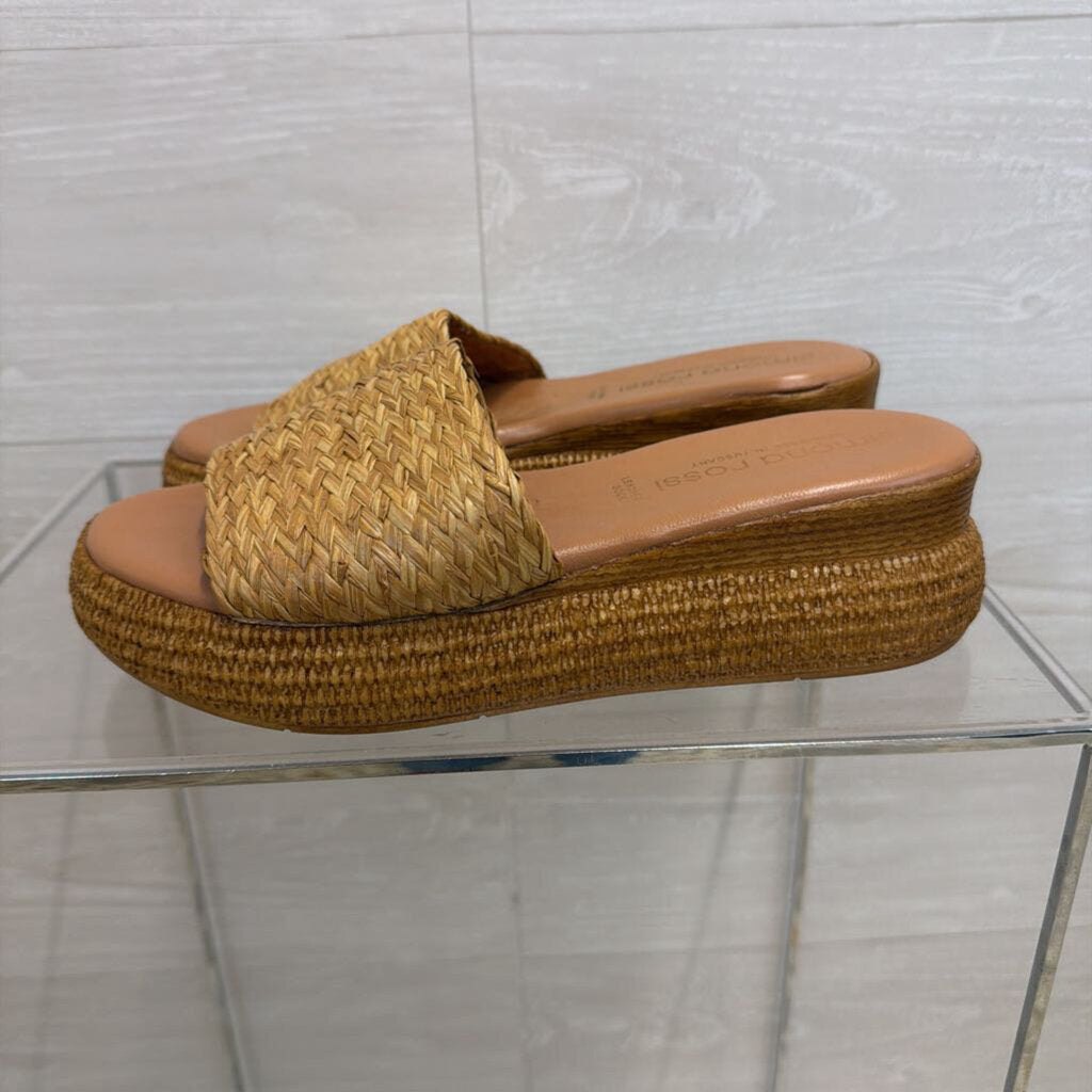 Simona Rossi Natural Woven Raffia Slide Sandals 40