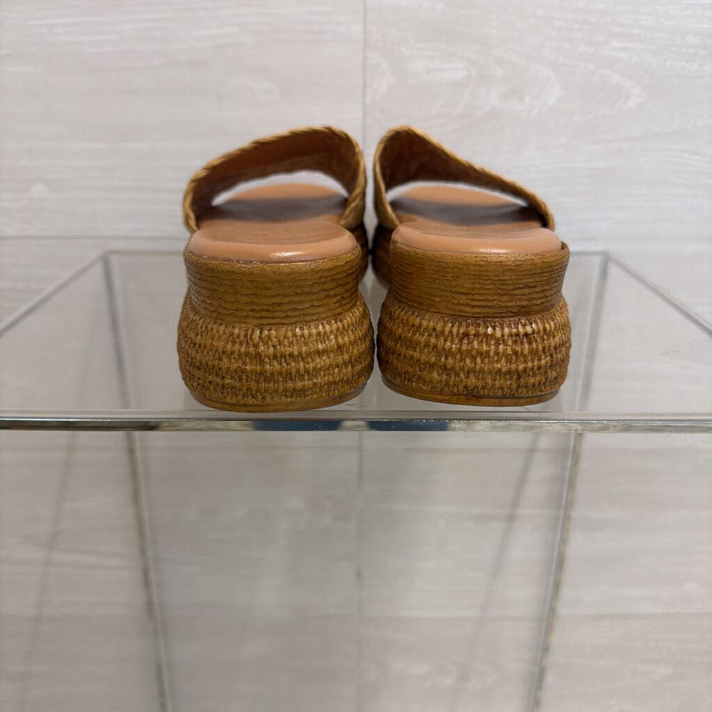 Simona Rossi Natural Woven Raffia Slide Sandals 40
