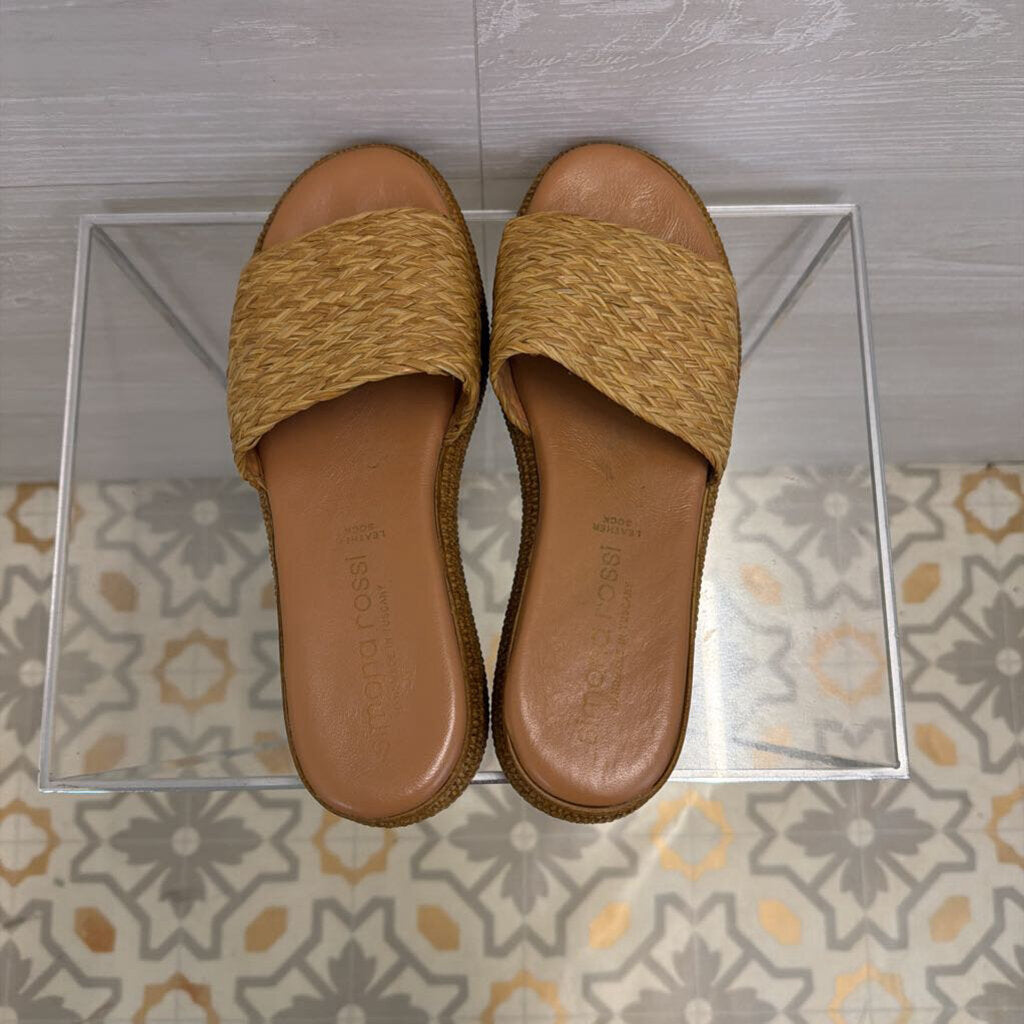 Simona Rossi Natural Woven Raffia Slide Sandals 40