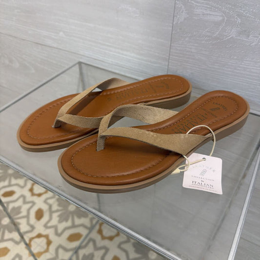 Italian Shoemakers Beige Leather Thong Sandals 8.5