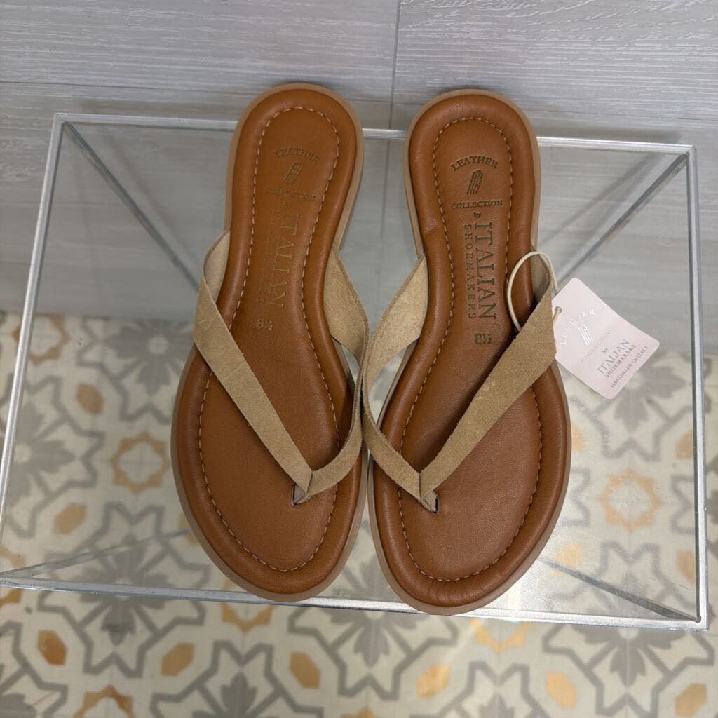 Italian Shoemakers Beige Leather Thong Sandals 8.5