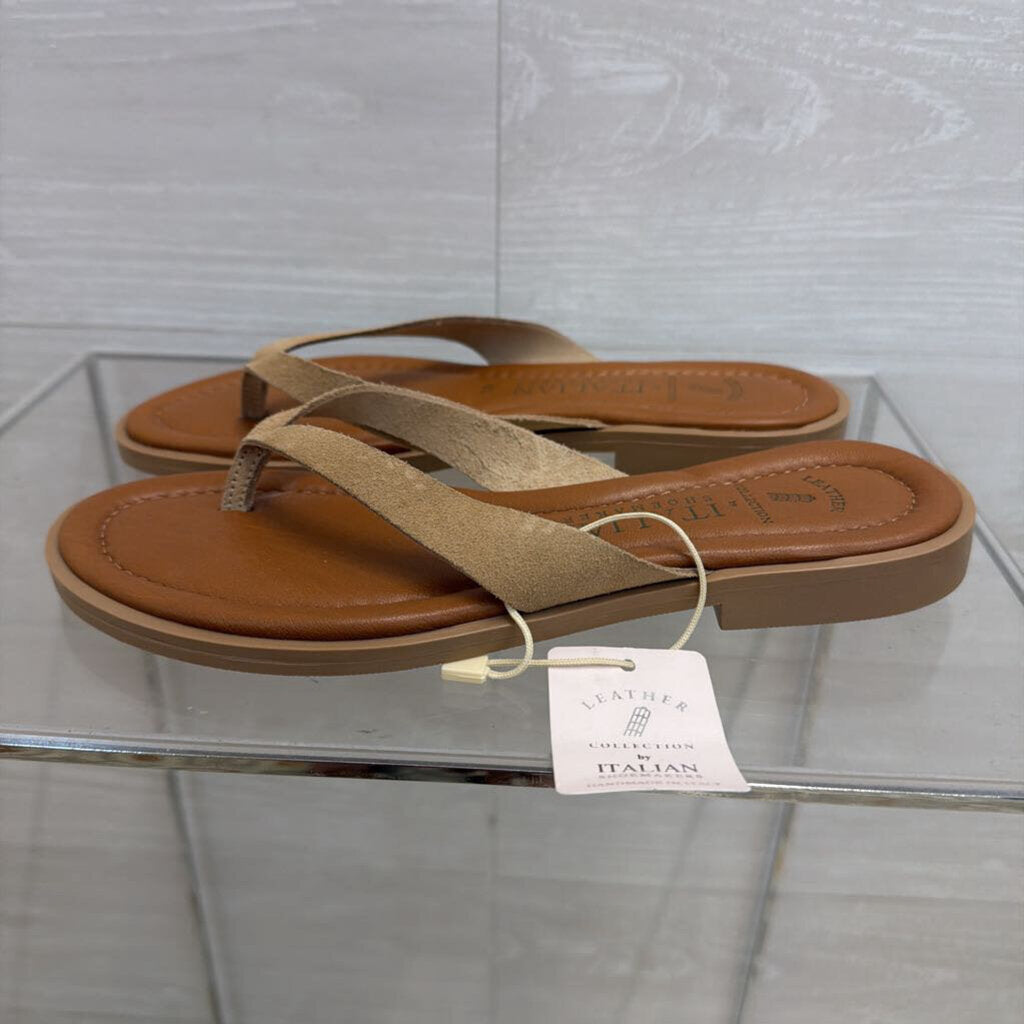 Italian Shoemakers Beige Leather Thong Sandals 8.5