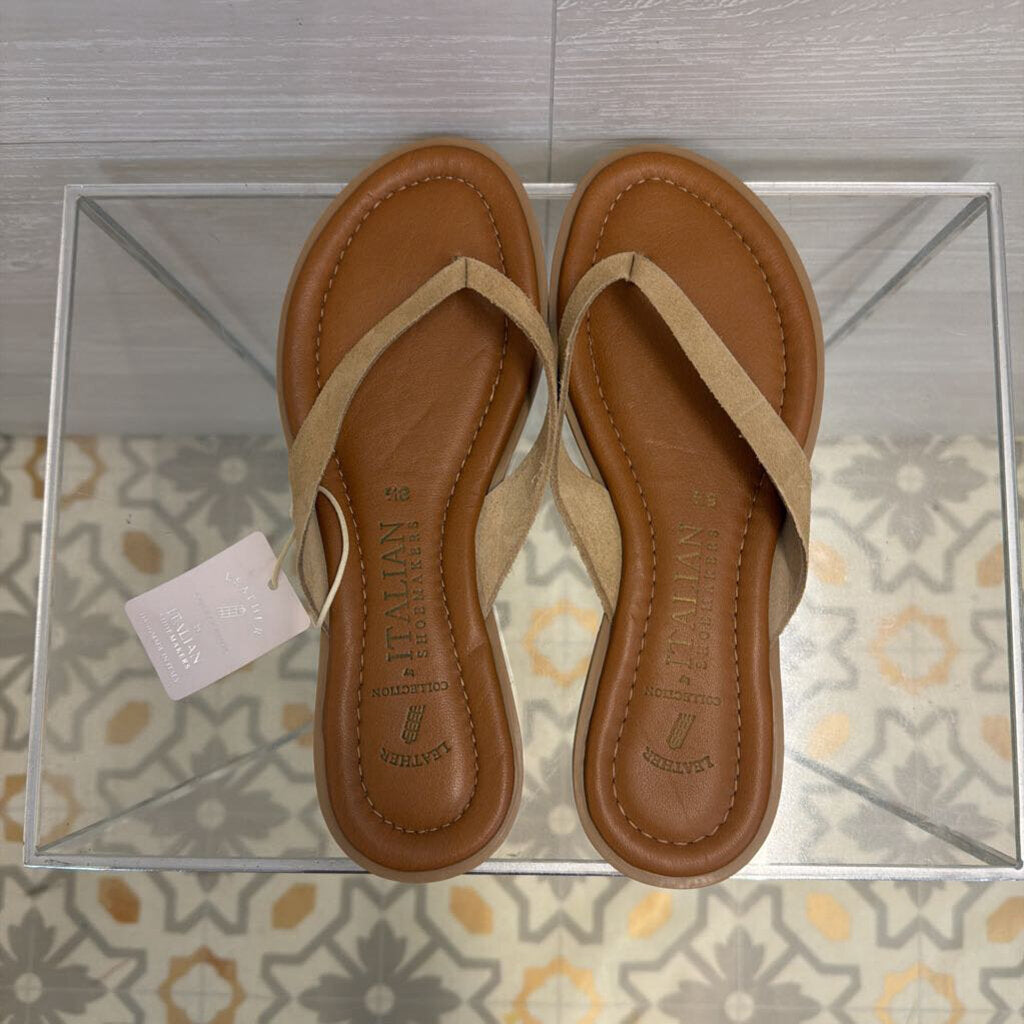 Italian Shoemakers Beige Leather Thong Sandals 8.5