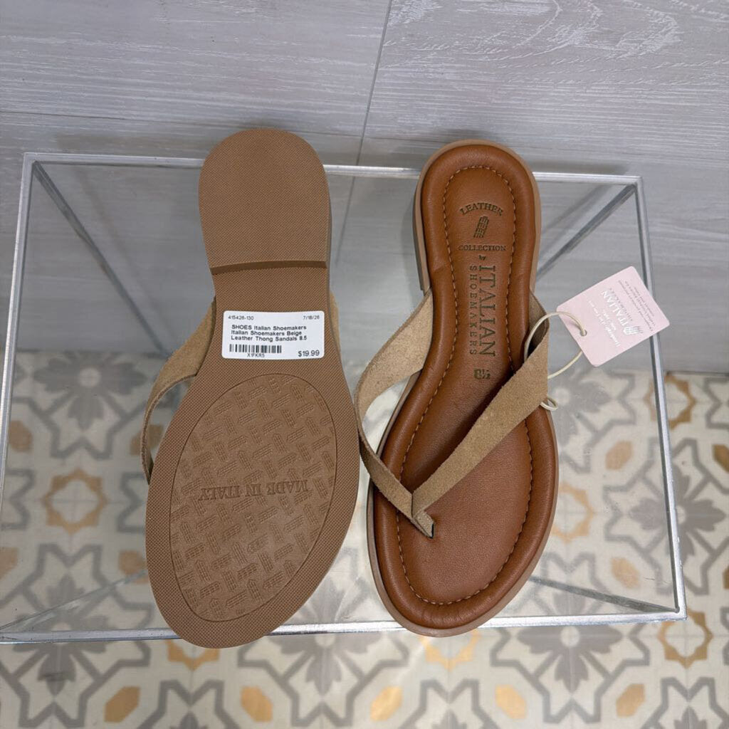 Italian Shoemakers Beige Leather Thong Sandals 8.5