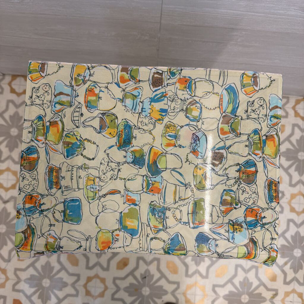 Cream/ Multi Vintage Purse Print Scarf