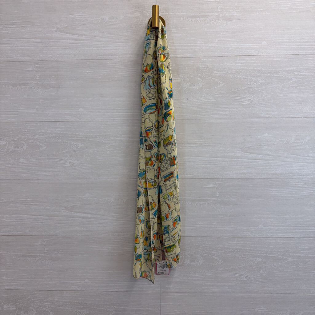 Cream/ Multi Vintage Purse Print Scarf