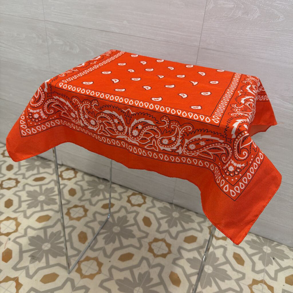 Orange Paisley Print Bandana Scarf